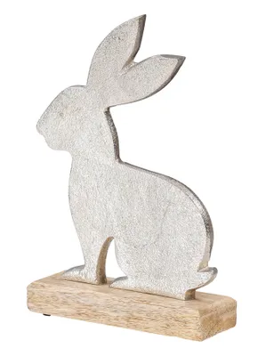 Produktbild von Metall-Hase H23cm Mango Holz Metall Aufsteller Tischdeko Osterhase Figur Deko