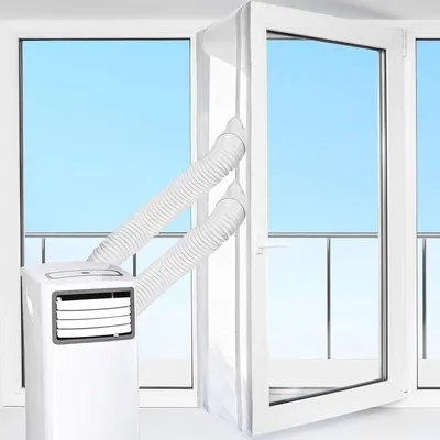 Fensterabdichtung für Klimaanlagen, 400 cm, Klettverschluss, Weiß