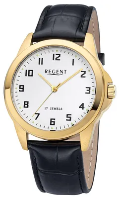 Regent F-1631 Herrenuhr Handaufzug Schwarz/Goldfarben 1