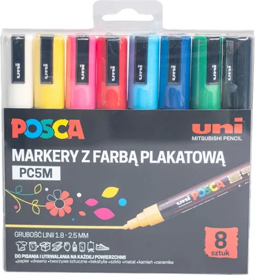 Obrázek produktu pro Popisovače plakátů PC-5M 8 barev POSCA UNI