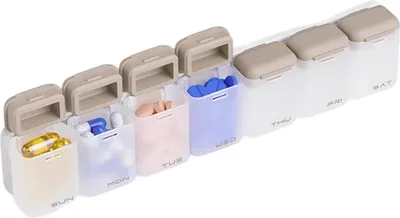 Produktbild von Magnetischer wöchentlicher Pillen-Organizer, tragbares Reise-Pillenetui, einmal täglicher Medikamentenspender, Behälter, Kapsel-Pillenmanagement-Aufbewahrungsbox