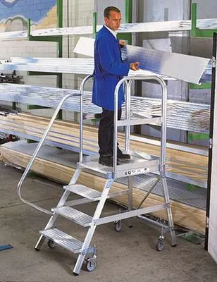 Produktbild von Guenzburger Steigtechnik MUNK 50106 Aluminium Podestleiter Arbeitshöhe