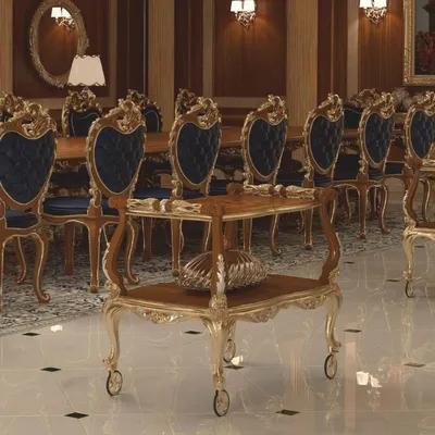 Produktbild von Casa Padrino Luxus Barock Hotel Servierwagen Braun / Gold / Silber - Italy