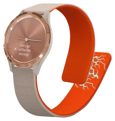 Produktbild von kwmobile Ersatzarmband kompatibel mit Garmin vivomove 3S / vivoactive 4S Armband - Fitnesstracker Silikon Band mit Magnetverschluss Beige Orange