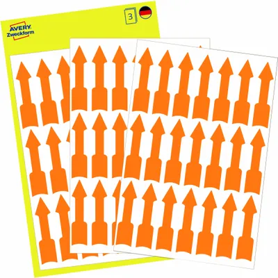 Produktbild von Avery Zweckform 3008, Etiketten in Sonderformaten, 39 x 9 mm, 63 Etiketten / 3 Bögen, Leuchtorange