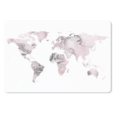 Produktbild von MuchoWow® Schreibtischunterlage Weltkarte - Weiß - Farbe 60x40 cm - XXL Mauspad - Großes Mauspad