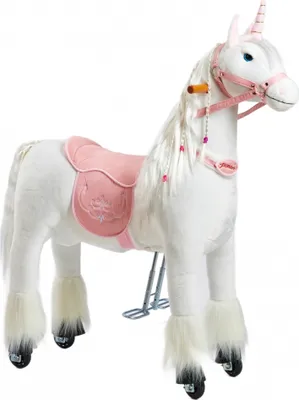 Obrázok produktu pre Mechanický jazdecký jednorožec Ponnie Merlin M s ružovým sedlom