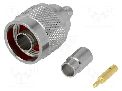 Productafbeelding van 1x H155 mannelijke connector, verguld, N-connector, rechte uitvoering, klemverbinding
