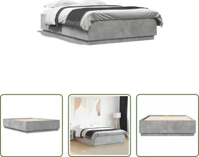 Produktbild von The Living Store Bettgestell Betongrau 160x200 cm Holzwerkstoff
