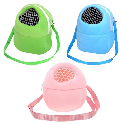 Produktbild von 3er Pack Atmungsaktive Tragetaschen für Hamster aus Leichtmaterial mit Sichtfenster, Kleintierrucksack für Eichhörnchen, Kaninchen, Chinchillas, Haustier Transportbox für Reisen