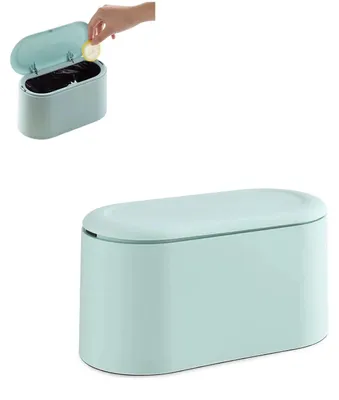 Imagen del producto de Mini cubo de basura con tapa, de 1,75 litros, compacto, de plástico, ideal para baño y oficina