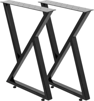 Immagine prodotto di Gambe per tavolo - Set di 2 - Metallo nero - Piedi a X - Gambe per mobili - Lunghe - Telaio per tavolo - 71cm