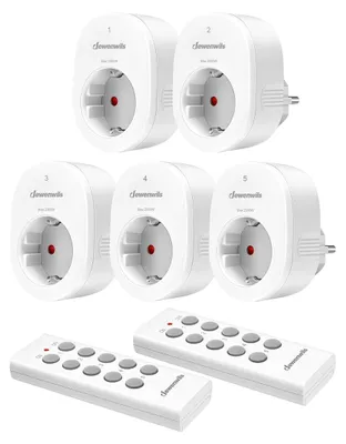 Zdjęcie produktu dla Gniazdko zdalnie sterowane pilotem - Bezprzewodowe - 2300 W - Zasięg 30 m - Białe