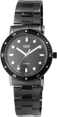 Produktbild von Q&Q Herrenuhr mit Edelstahlarmband, 5 bar, schwarz