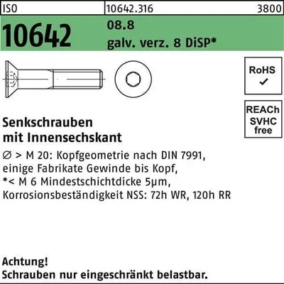 Produktbild von Reyher  Senkschrauben ISO 10642 08.8 M 8x16 Zn8 DiSP (200 Stück)