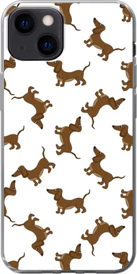 Produktbild von MuchoWow® Handyhülle Schutzhülle Hülle für Telefoonhoesje iPhone 13 Muster - Hund - Dackel - Jungen - Mädchen - Kinder - Kinder Silikon Softcase Handy Hülle - Karteninhaber