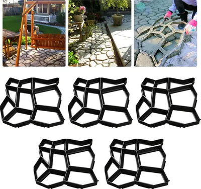 Zdjęcie produktu dla Izrielar – zestaw 5 sztuk plastikowych form do betonu – wielokrotnego użytku formy do chodników do ogrodu i na zewnątrz, trwałe i odporne na korozję