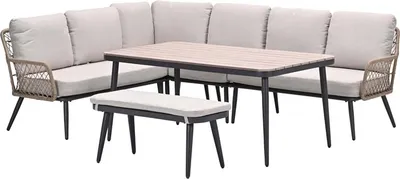 Produktbild von Garden Impressions Lounge/Dining Set Allasio Kunststoffgeflecht Aluminium 6-teilig naturell PE/Vironwood