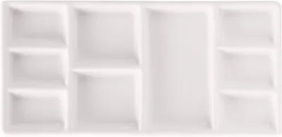 Imagen del producto de Paleta de cerámica con 9 compartimentos, de 17,3 x 8,5 cm, para acuarelas