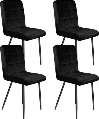 Produktbild von 4er Set Esszimmerstühle Küchenstuhl Polsterstuhl Sitzfläche aus Samt mit Rückenlehne für Küche Esszimmer Schwarz
