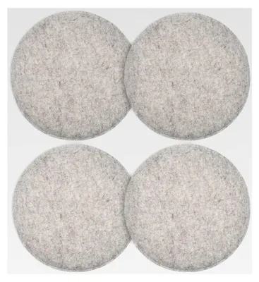 Produktbild von Sitzkissen 4er Set aus Filz in Grau - 31,5 x 2,5 cm - Runde Stuhlkissen für Innen- und Außenbereich