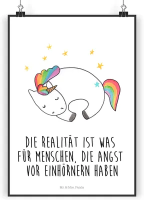 Produktbild von Mr. & Mrs. Panda Bild Einhorn Nacht DIN A5 - Weiß - Geschenk, drucke, Unicorn, Traum, Einhörner, wanddeko, Menschen, Designposter, Kunstdruck, typografie poster