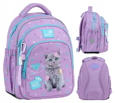 Obrázek produktu pro Školní batoh pro holčičky do 1. třídy s přívěskem Studio Pets, růžový Kite