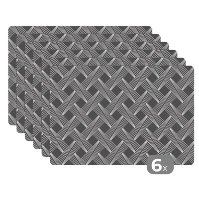 Obrázok produktu pre MuchoWow® Podložky Sada 6 podložiek Umývateľné podložky 30x45x0.3cm Vzor - sivý - geometrický Podložka pod stôl Nekĺzavá a odolná voči teplu
