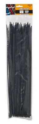 Produktbild von 100 Kabelbinder Schwarz – Nylon 66 Kabelbinder Selbstschließend – Kabelbinder 390 × 4,6 mm – Schwarze Kabelbinder für Kabelmanagement und Installation – Packung mit 100 Stück [05423]