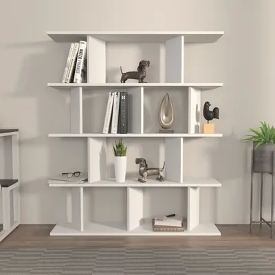 Produktbild von Skye Decor, Grace - White, Bücherregal, Weiß, 100 % MELAMINBESCHICHTETE SPANPLATTEN, 120 x 24,6 x 141 cm