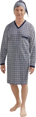 Immagine prodotto di Camicia da notte Martel Sylwester da uomo con berretto da notte, blu navy