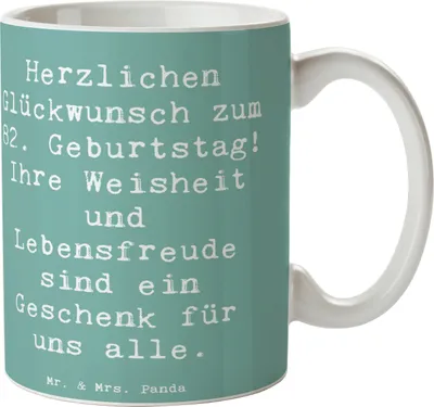 Produktbild von Mr. & Mrs. Panda Teetasse Spruch 82. Geburtstag - Meeresbrise - Geschenk, Erfahrungen, schöne tasse, Kaffeetasse, Feier, Glückwunsch, Pott, Geburtstagsgeschenk, Feiern