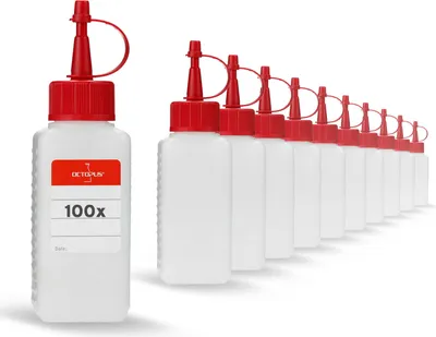 Image de 100 bouteilles en plastique de 100 ml avec bouchons à pulvérisation rouges (vides)