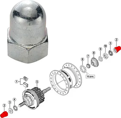 Immagine prodotto di Parti Shimano dado ruota anteriore DH3N20, dinamo mozzo