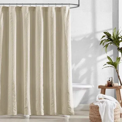 Produktbild von Katoenen Douchegordijn mit Jacquard Streifen und Extra Länge