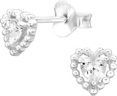 Produktbild von Ohrringe Ohrstecker 925 Sterling Silber vergoldet Herz mit Zirkonia Material - Silber