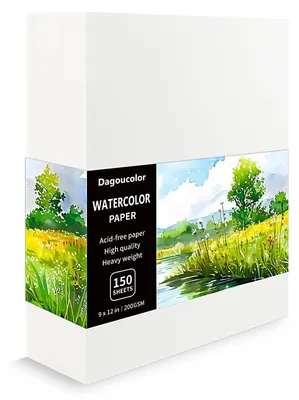 Imagen del producto de Solidchoice - Papel para acuarela, tamaño 9'' x 12'', paquete de 150 hojas, 200 g/m²