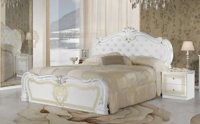 Produktbild von Bett Vilma Medusa 160×200 cm in Weiß Barock Design mit Polsterung