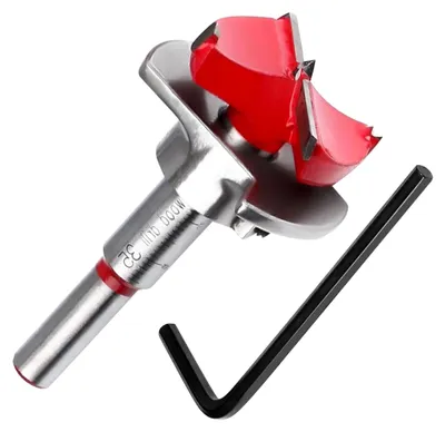 Produktbild von Forstner Bit, Ø35mm Forstnerbohrer Holzbohrer mit Rundschaft, Dübelbohrer Holzbohrer mit Tiefenanschlag, Professional Forstner Bohrer, Topfbohrer Kunstbohrer für Holz, Holzbearbeitung