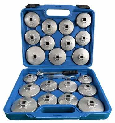 Immagine prodotto di Set-kit di chiavi in alluminio per tappi dei filtri olio auto, attacco 1/2" con cricchetto, 23 pezzi  Gebo Tools
