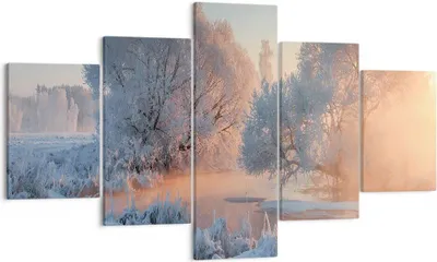 Produktbild von Bild auf Leinwand - Leinwandbild - Winter Schnee Fluss - 125x70cm - Wand Bild - Wanddeko - Leinwanddruck - Bilder - Kunstdruck - Wanddekoration - Leinwand bilder - Wandkunst - EA125x70-4108