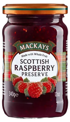 Produktbild von MACKAYS Scottish Raspberry Preserve – Himbeer-Konfitüre, 340g