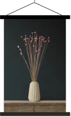 Produktbild von MuchoWow® Textilposter Rosa - Blumen - Stilleben 40x60 cm mit schwarzem Rahmen - Wanddekorationen