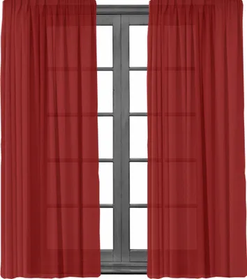 Produktbild von 2 Stück Gardine mit Kräuselband Blickdicht Leinen Look 140x245cm Vorhänge Gardinen Vorhang Universalband für Schiene Rot 2er Pack