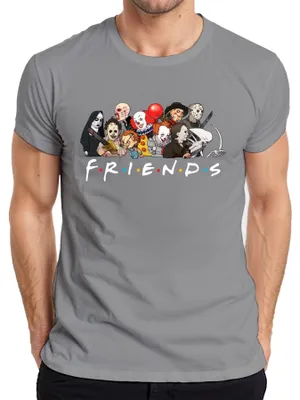 Produktbild von FRIENDS Horror Ikonen Pennywise Chucky Michael Jason Freddy Fans Herren T-Shirt, Grau, 3XL