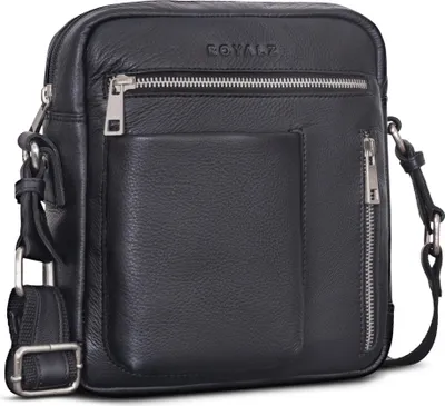 Produktbild von ROYALZ "Antonio" Herren Umhängetasche Leder klein – Echtleder Crossbody Ledertasche für Männer im Vintage Look – kompakte Messenger Bag mit Reißverschluss