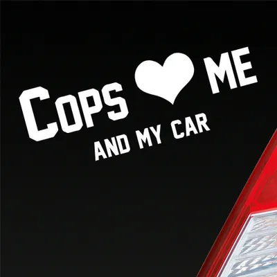 Produktbild von Auto Aufkleber Cops love me Tuning Polizei 10x36 cm Weiss Matt Sticker Heckscheibenaufkleber