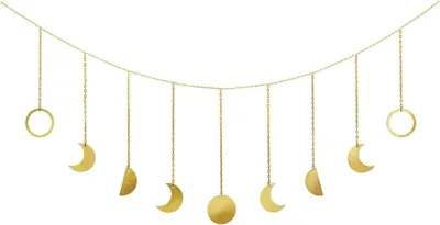Produktbild von Mond Girlande Aesthetic Room Decor Makramee Wandbehang Boho Deko Schlafzimmer Wanddeko Gold Mond Kette Wandschmuck Hochzeit Apartment Geschenke Ramadan Dekoration, Gold