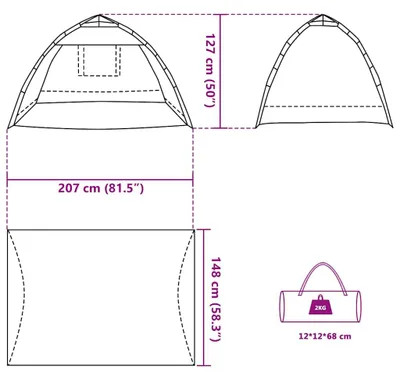 Produktbild von vidaXL Strandzelt 2 Personen Seegrün Quick Release Wasserdicht