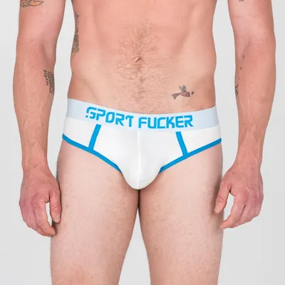 Produktbild von Sport Fucker Hooker Open Brief - Weiß / Blau - XL